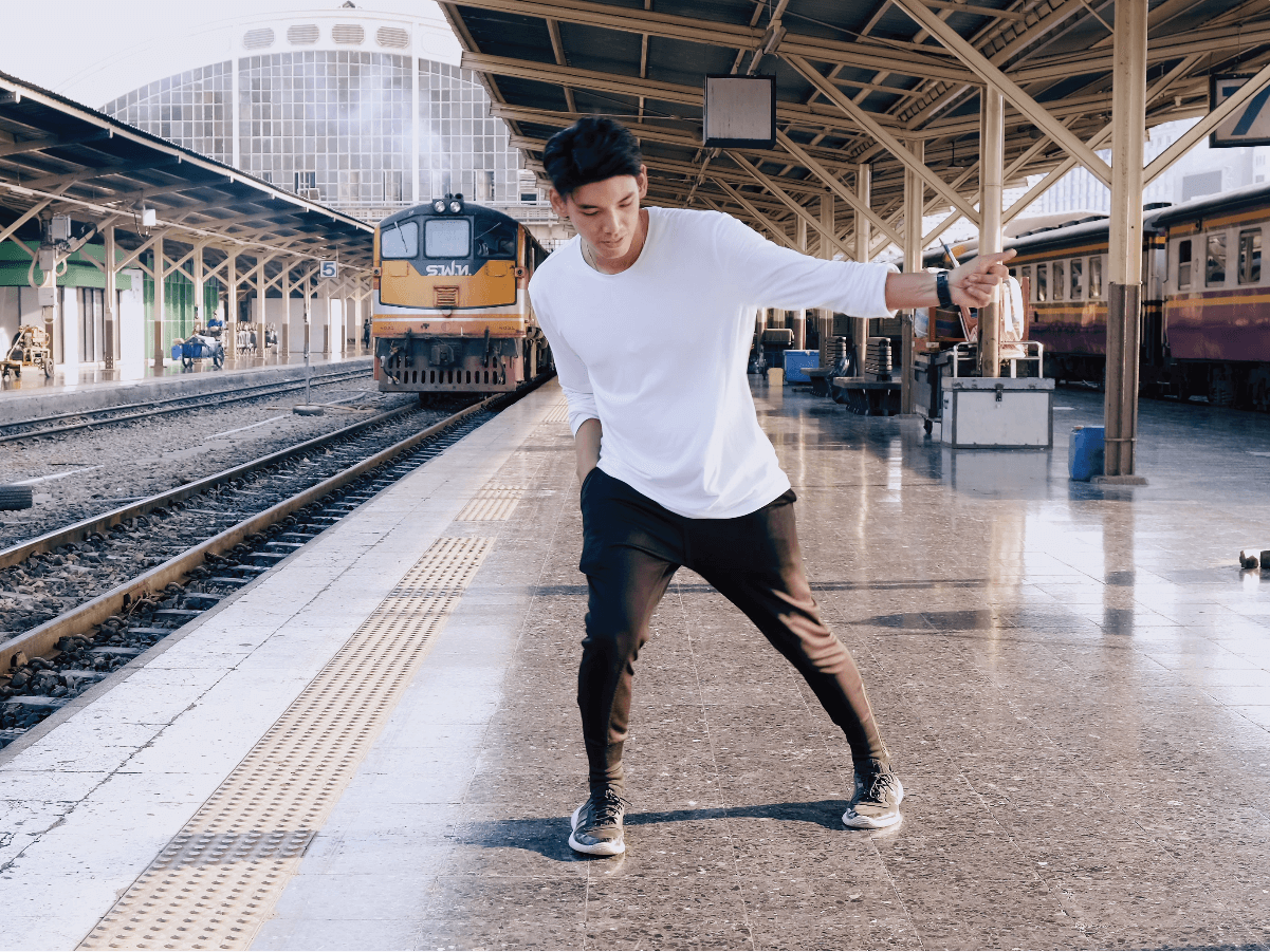 Man on platform at Train Station
