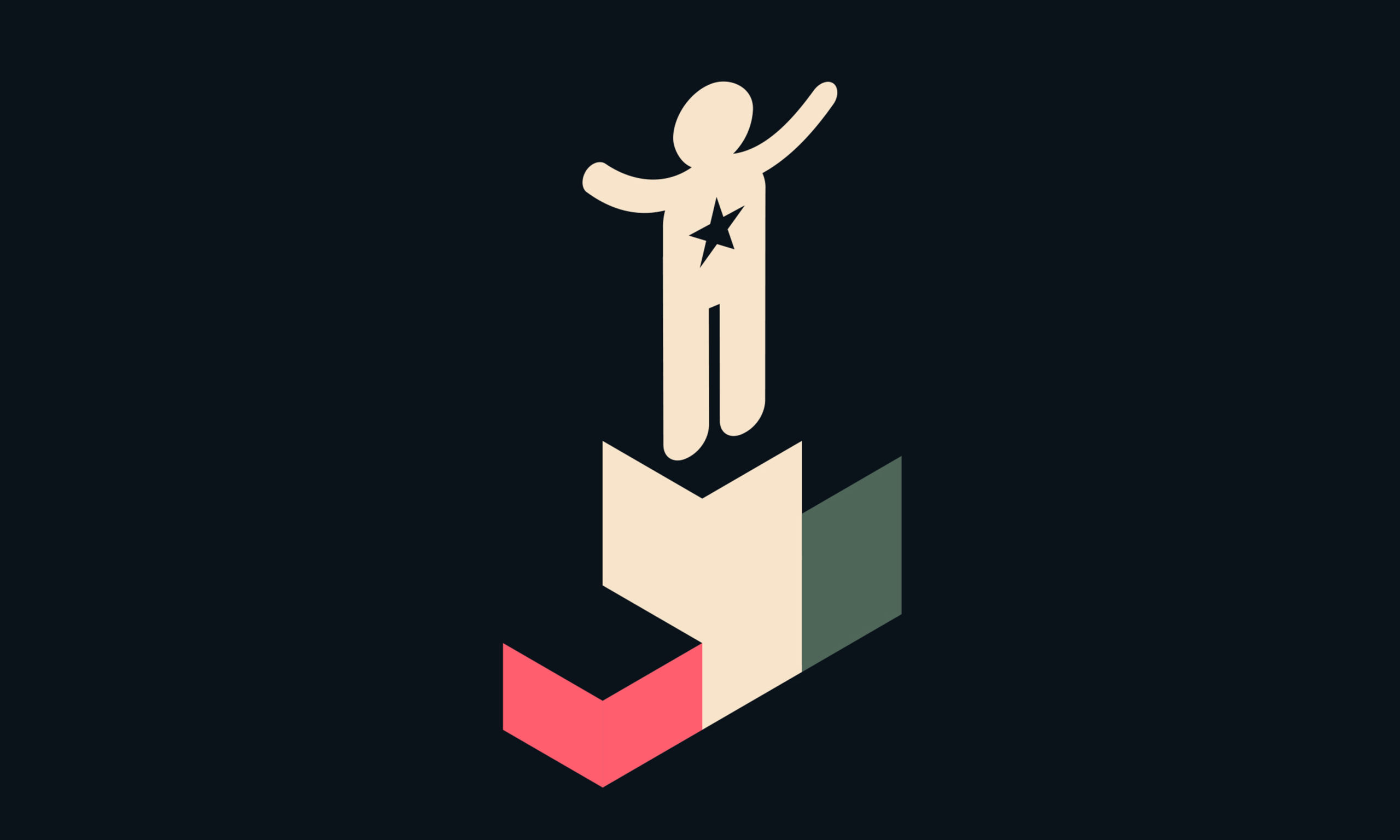 Icon graphic featuring a person on a podium in first position